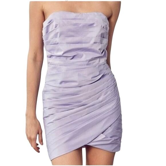 NWT DO+BE Lavender Purple Pleated Ruched Strapless Y2K Mini Dress Size Large - Picture 1 of 15